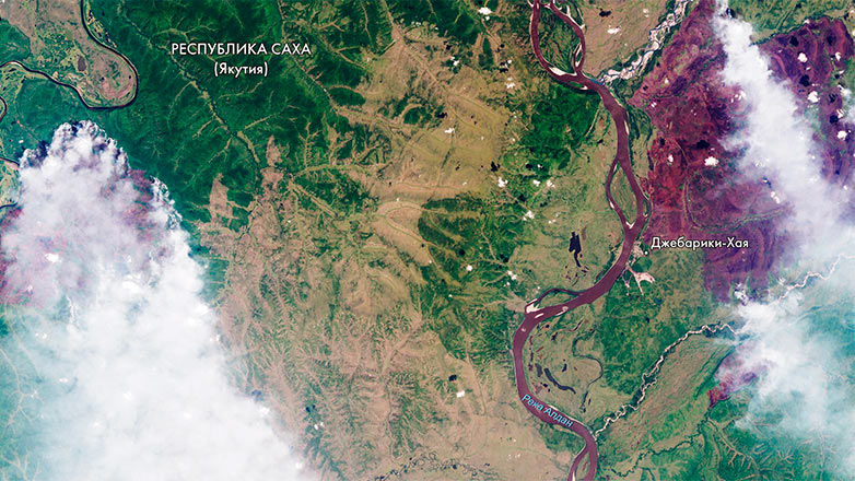 «Роскосмос» опубликовал спутниковый снимок лесных пожаров в Сибири
