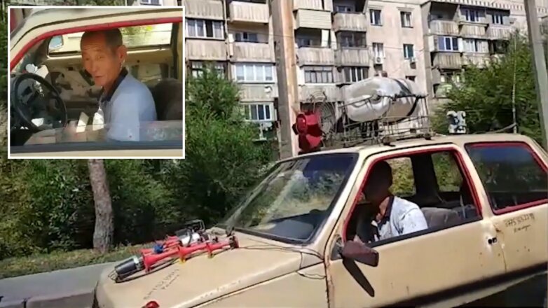 По улицам Алматы ездит автомобиль с душем и пропеллером