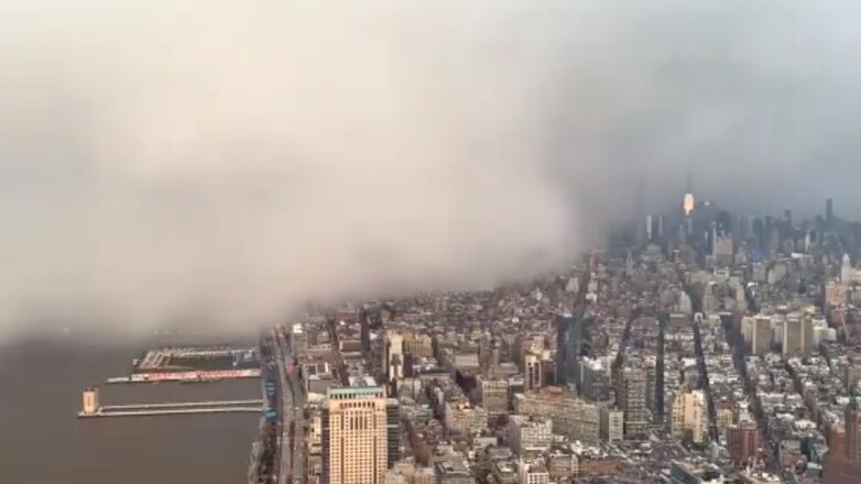 Накрывший Нью-Йорк снежный шторм сняли на видео