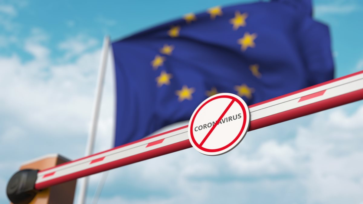 Коронавирус закрытая граница Европа Евросоюз флаг