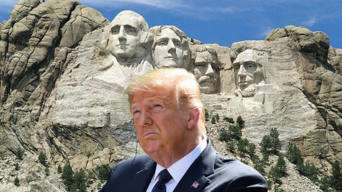 Дональд Трамп и гора Рашмор президенты США