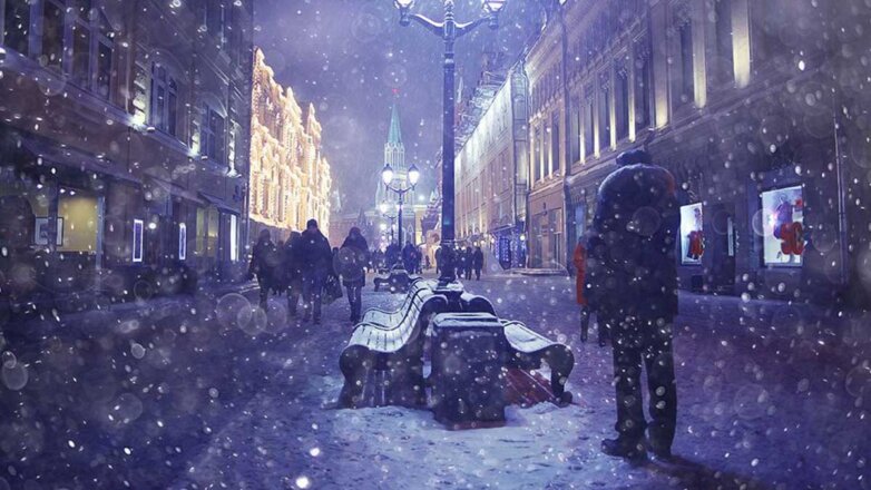 Мороз ночь Москва холод люди