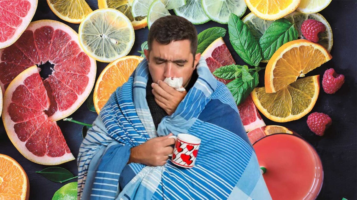 Мужчина простуда кашель насморк витамины фрукты
