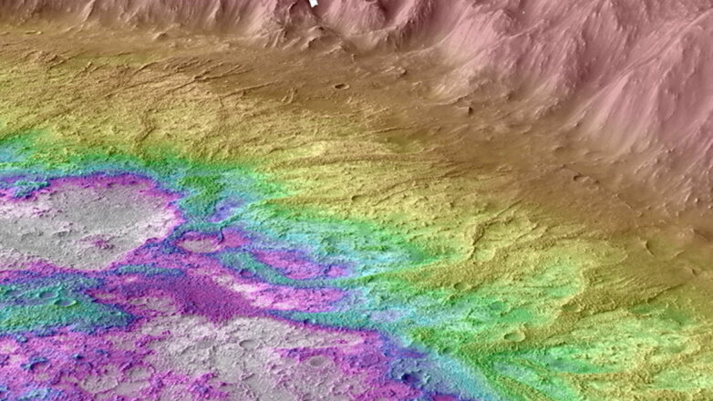 топографическая карта кратера на Марсе