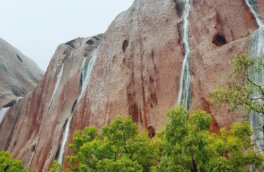 На видео попали водопады на знаменитой пустынной горе Улуру в Австралии