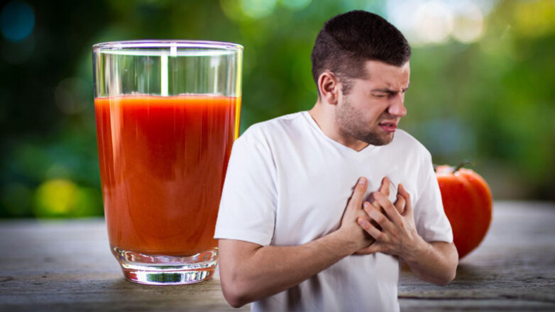 стакан томатного сока мужчина страдает от боли в сердце приступ