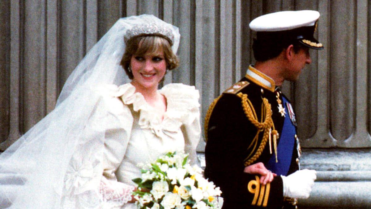 Принцесса Диана и принц Чарльз в день свадьбы