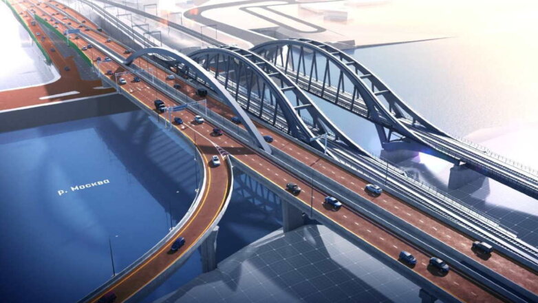 Асимметричный арочный мост в районе "Москва-Сити" откроют в следующем году