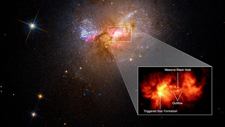 "Хаббл" обнаружил черную дыру, стимулирующую образование звезд в карликовой галактике