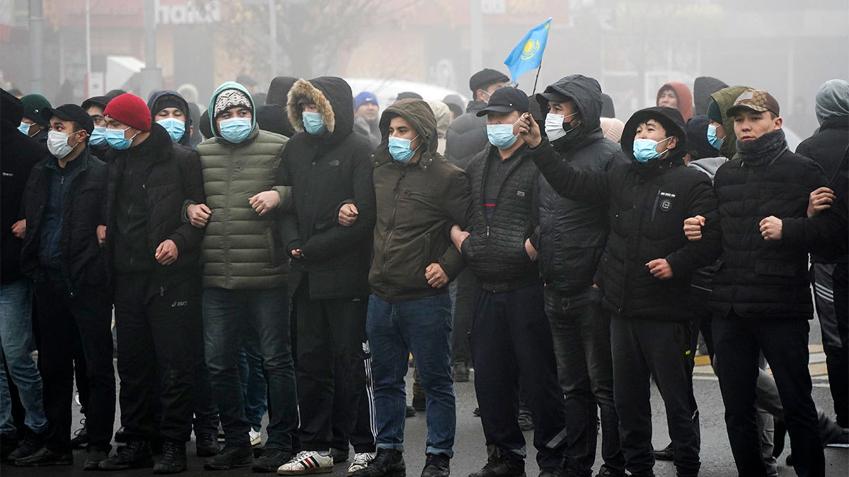 Казахстан Участники акции протеста