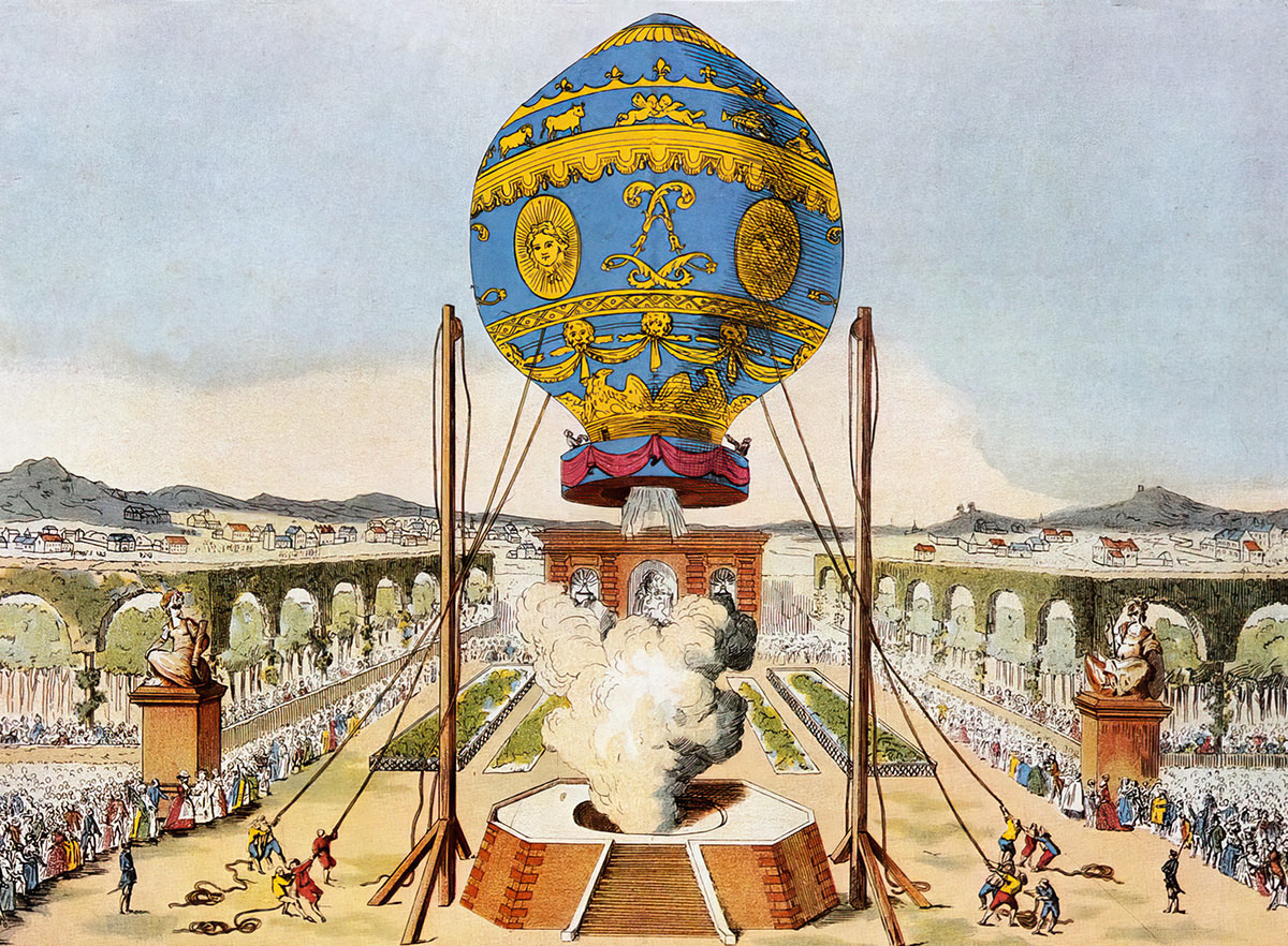 Один из первых воздушных шаров во Франции