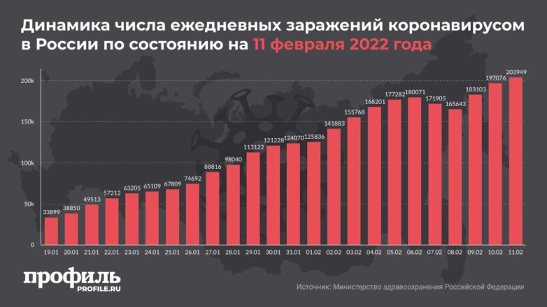 В России за сутки выявили больше 200 тысяч новых случаев COVID-19