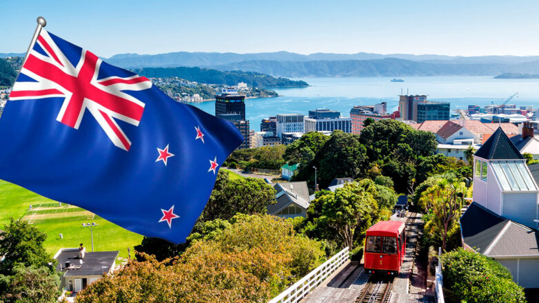 1033939 Новая Зеландия флаг город море