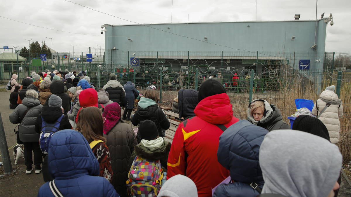 Украинские беженцы на Польской границе