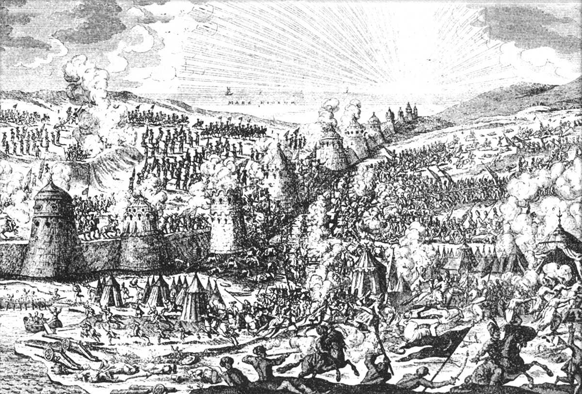Гравюра «Блистательная победа русской армии у Перекопа 31(21) мая 1736