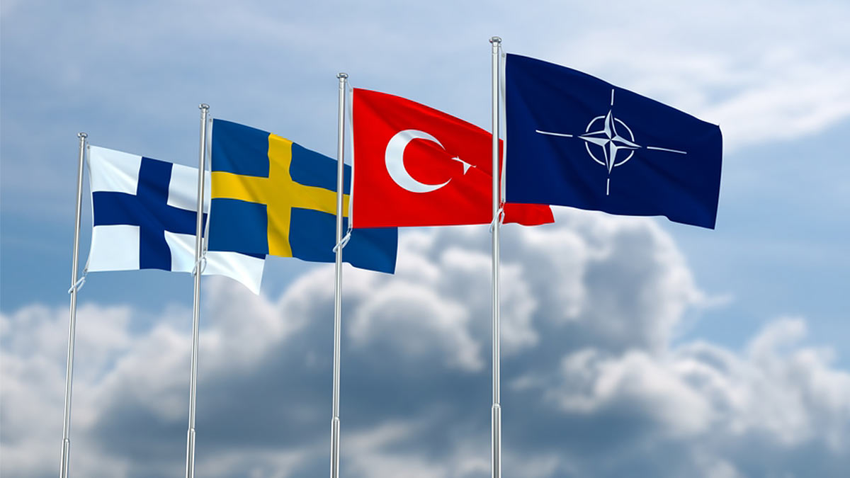 Флаги Турции Швеции Финляндии и НАТО