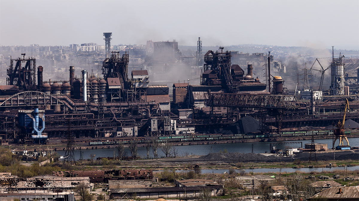 Вид на завод "Азовсталь", Мариуполь