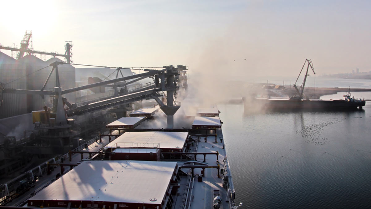 Погрузка зерна в Украинском порту
