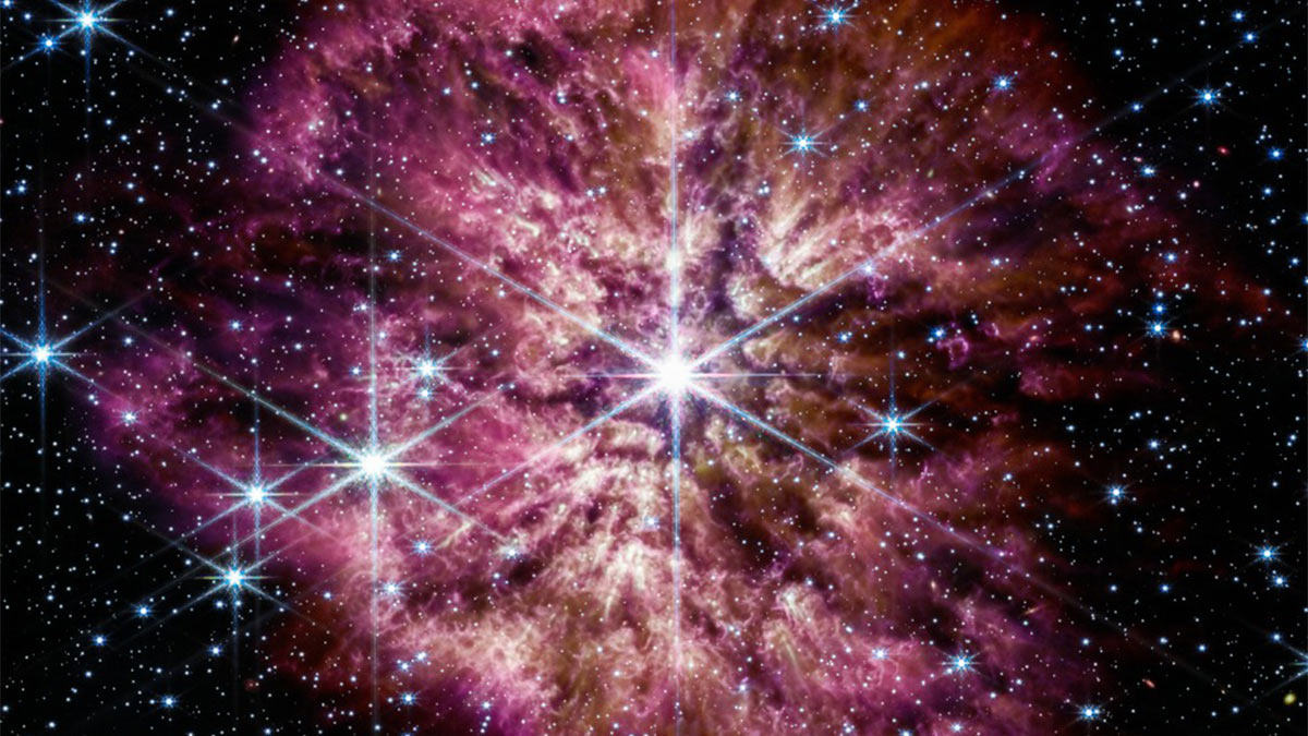 Яркая горячая звезда Вольф-Райе 124 (WR 124)