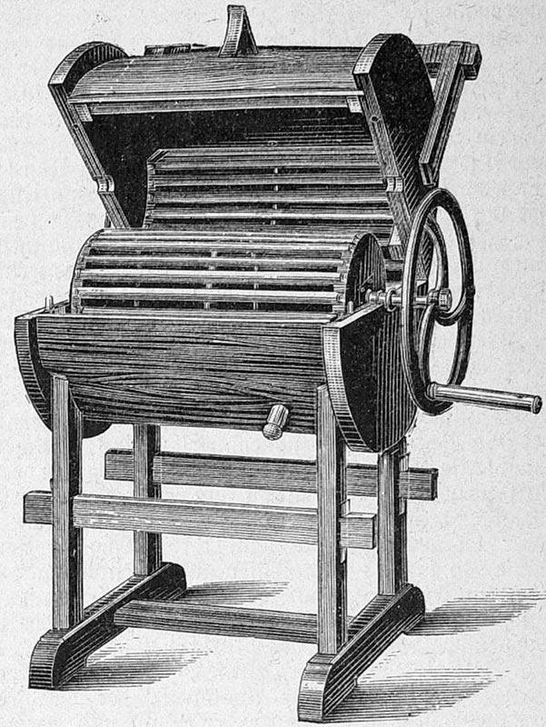 Деревянная стиральная машина с ручным приводом. 1886 год