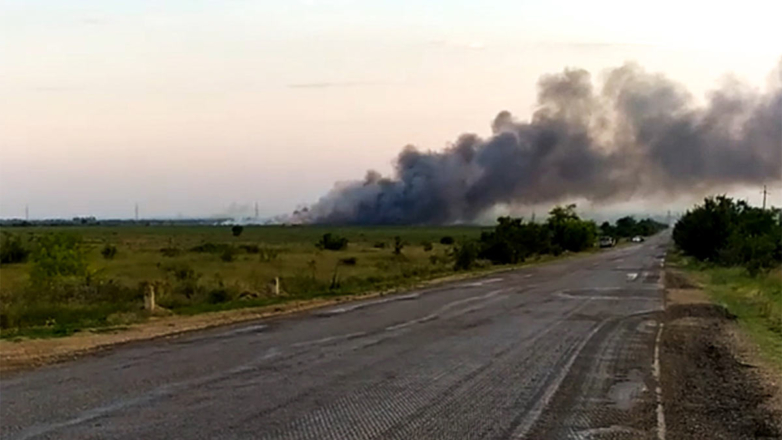 Пожар на войсковом полигоне в Кировском районе Крыма