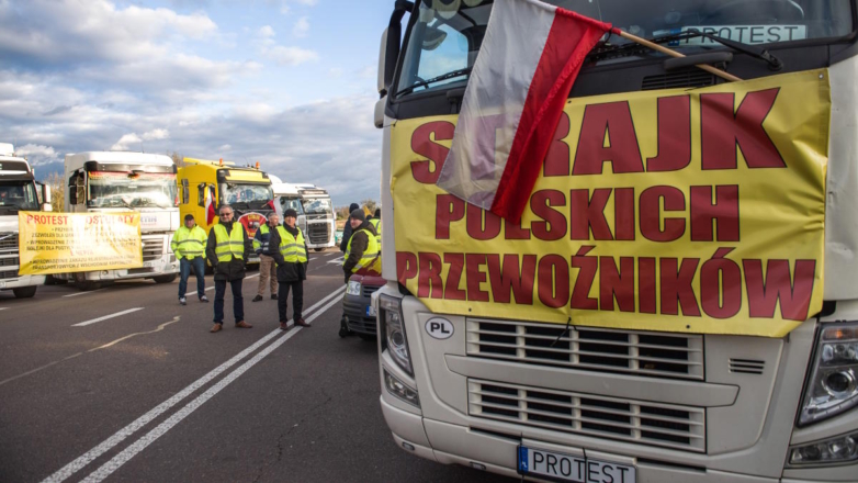 Протест польских перевозчиков на польско-украинской границе