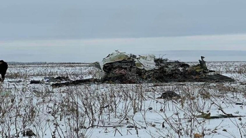 Место крушения военного самолёта Ил-76 у села Яблоново Корочанского района
