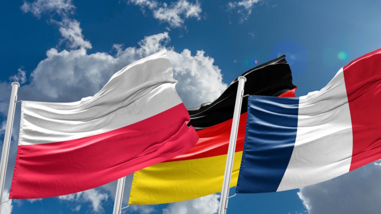 Флаги Польши, Германии и Франции