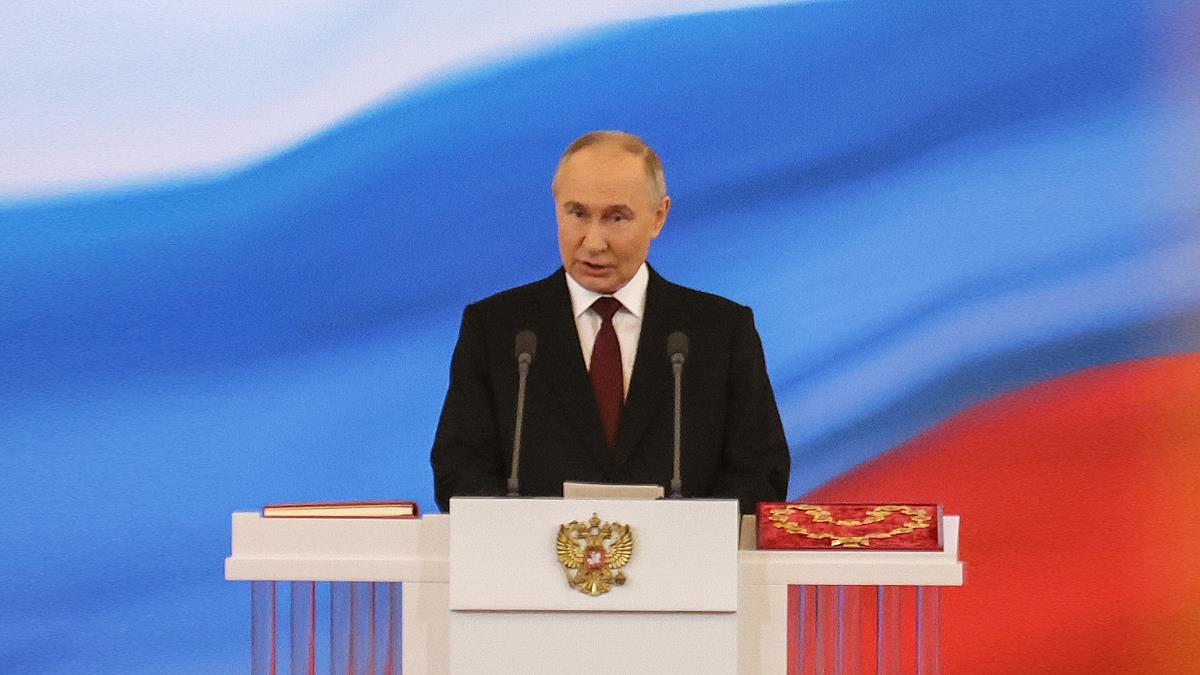 Избранный президент России Владимир Путин на церемонии инаугурации в Большом Кремлевском дворце