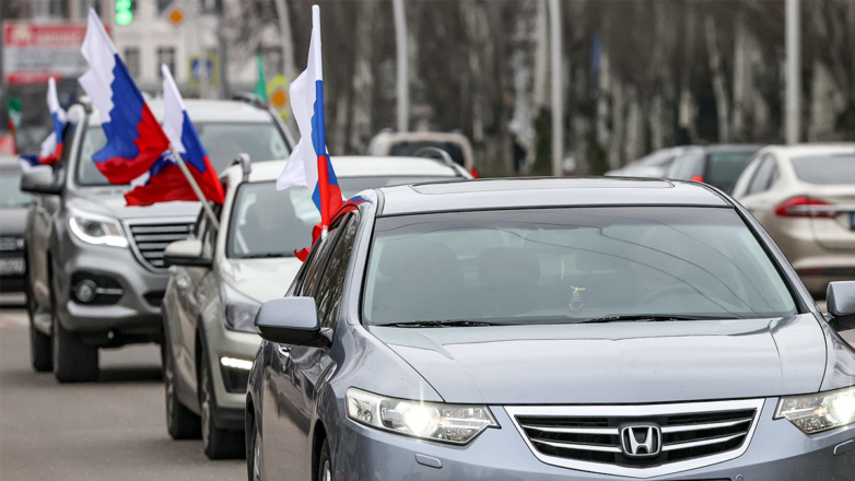 Автопробег в Мелитополе в честь 10-летия воссоединения Крыма с Россией