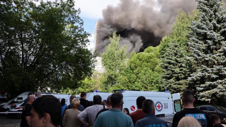 Пожар в здании во Фрязино