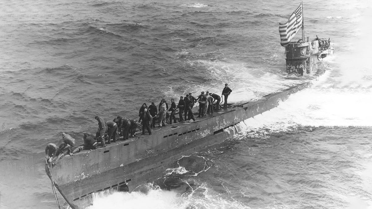 Немецкая подлодка U-505 после ее захвата американцами