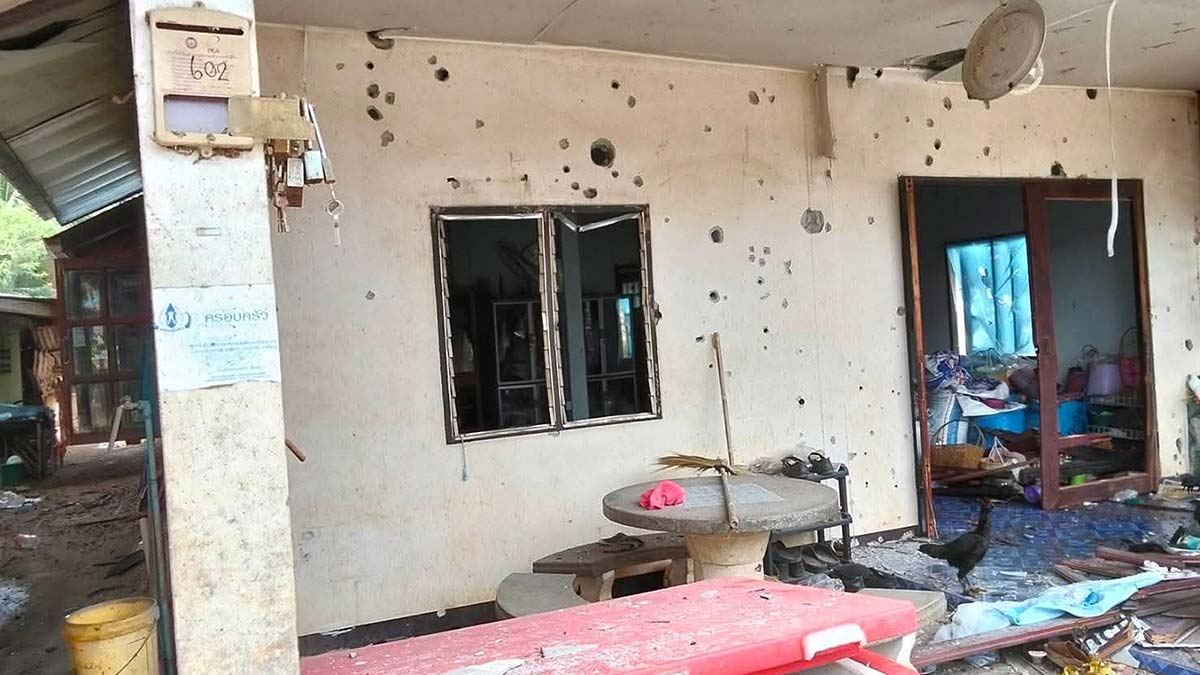 Последствия Тайского обстрела территории Камбоджи.