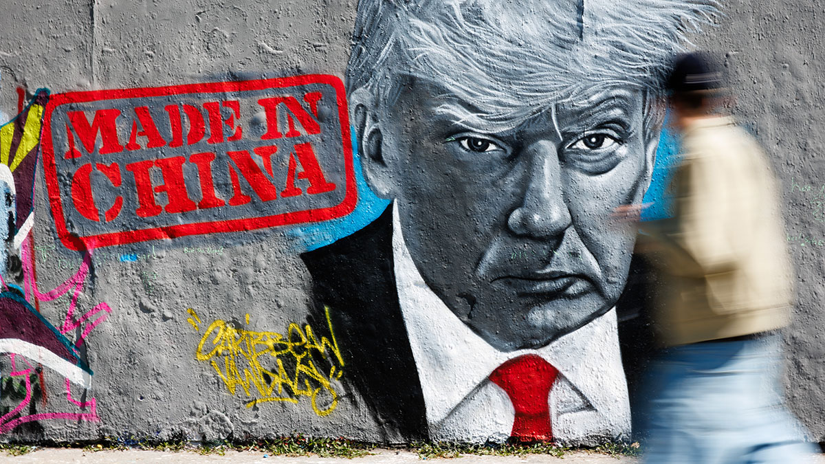 Граффити на тему торговой войны Дональда Трампа с Китаем