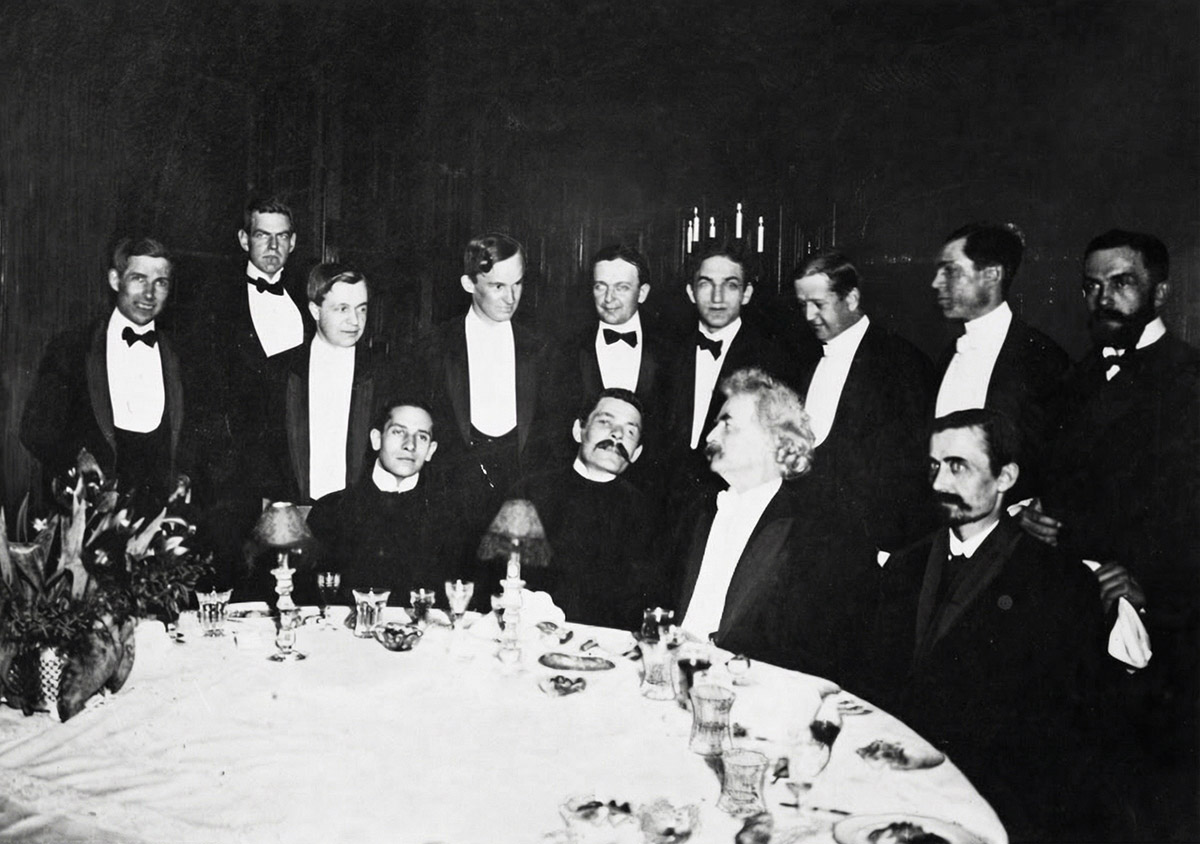 Марк Твен и Максим Горький на торжественном приеме в Нью-Йорке