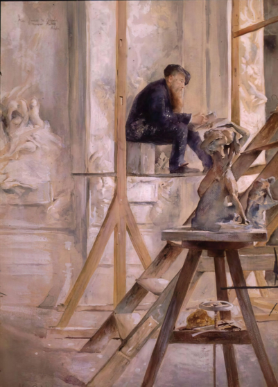 Скульптор Роден в студии