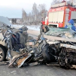 На трассе "Сибирь" Toyota столкнулась с грузовиком, погибли мужчина и трое детей