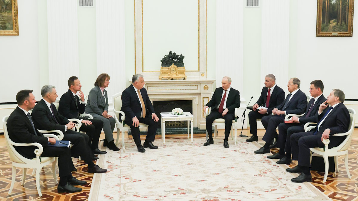 Премьер-министр Венгрии Виктор Орбан и президент РФ Владимир Путин во время переговоров в Кремле