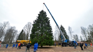 Автопоезд с главной новогодней елкой России и Дедом Морозом за рулем ожидается сегодня ночью в Москве