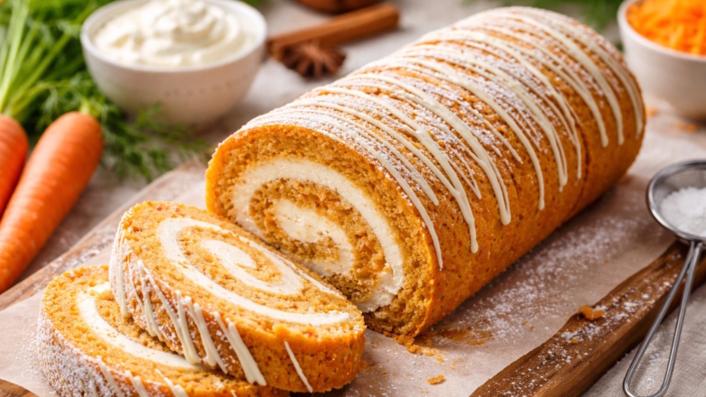 Пеку его к чаю за 15 минут: рецепт сочного морковного рулета с кремом из белого шоколада и сливок, который всегда выручает