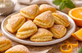 Творожные "треугольники" с ароматом апельсина: рецепт нежного печенья в сахарной корочке за 30 минут