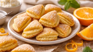 Творожные "треугольники" с ароматом апельсина: рецепт нежного печенья в сахарной корочке за 30 минут