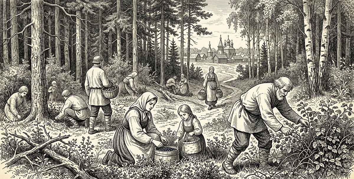 сбор ягод в лесу