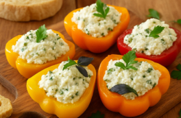 Перцы, фаршированные сыром и зеленью за 15 минут: такую закуску под шашлык съедят быстрее него